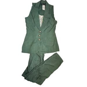 Vintage 80s All That Jazz 2 Piece Outfit Green Lace Juniors 11/12 Womens S